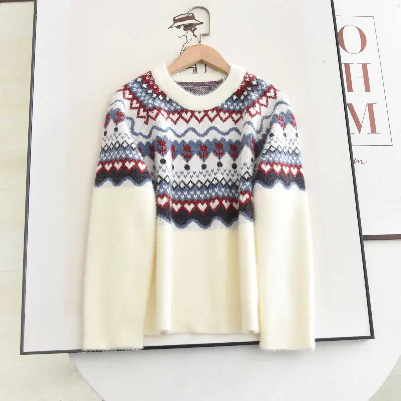 Vintage Elegance Beige Jacquard Embroidery O-neck Lazy Knitted Sweater Women Autumn Winter Fashion Casual Pullover Knitwear
Vintage Elegance Beige Jacquard Embroidery O-neck Lazy Knitted Sweater Women Autumn Winter Fashion Casual Pullover Knitwear