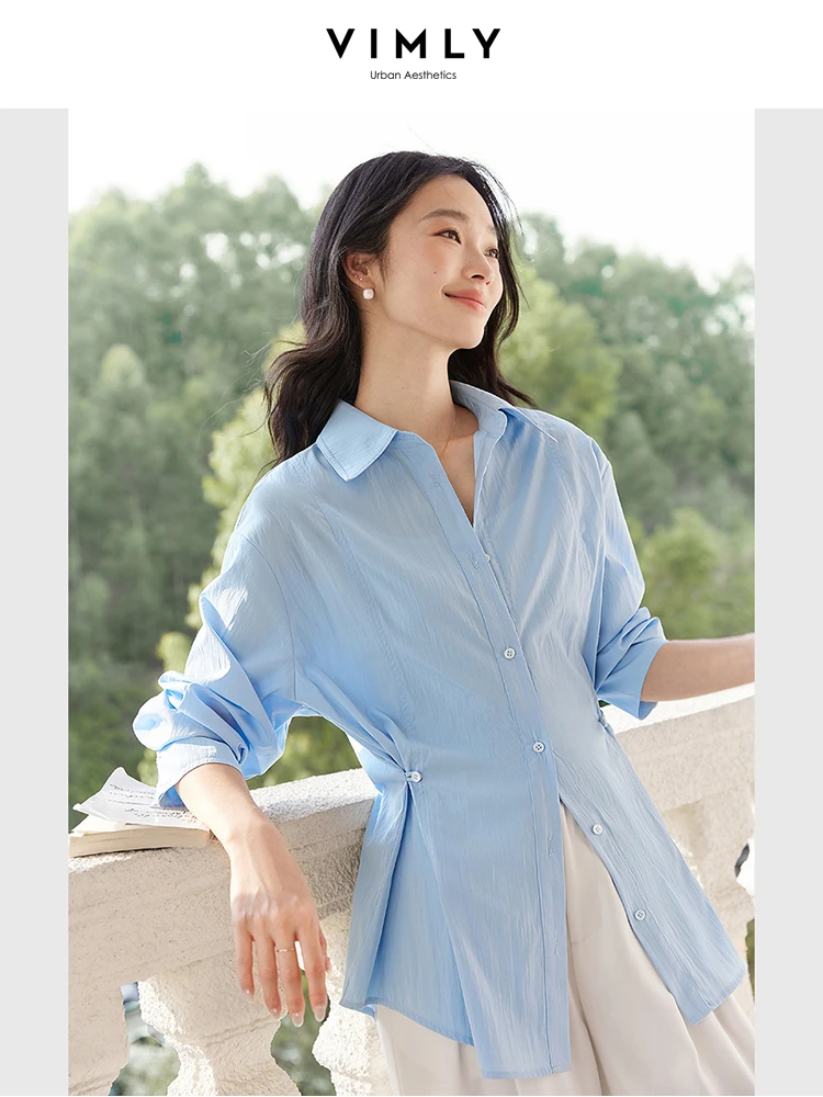 VIMLY Oversized Shirt Woman 2025 French Retro Drop Long Sleeve Lapel Button Up Shirts & Blouses Ladies Spring Autumn Top A0326
VIMLY Oversized Shirt Woman 2025 French Retro Drop Long Sleeve Lapel Button Up Shirts & Blouses Ladies Spring Autumn Top A0326