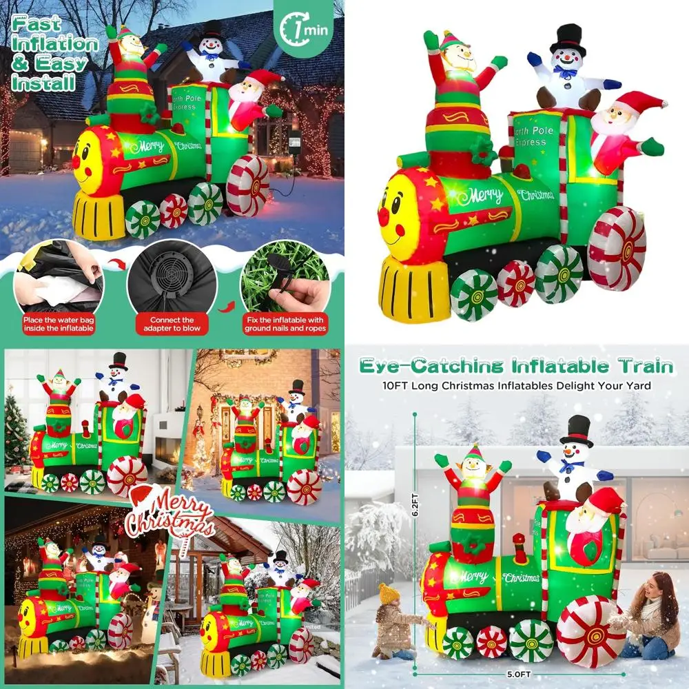 6.2FT Tall Inflatable Train & Santa Outdoor Christmas Decoration with LED Lights for Lawn & Garden Parties
6.2FT Tall Inflatable Train & Santa Outdoor Christmas Decoration with LED Lights for Lawn & Garden Parties