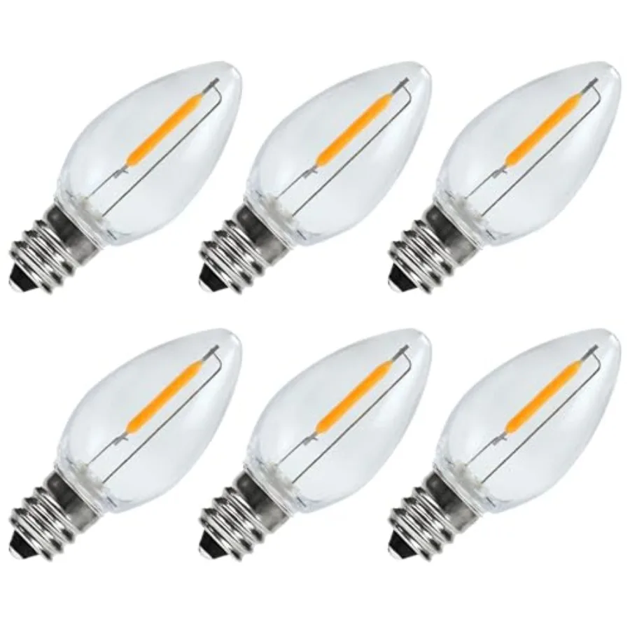 C7 LED Night Light Bulbs, 0.6Watt Equivalent to 7W, E12 Candelabra Small Base, Edison LED Light Bulbs, 2200K Warm White, Clear
C7 LED Night Light Bulbs, 0.6Watt Equivalent to 7W, E12 Candelabra Small Base, Edison LED Light Bulbs, 2200K Warm White, Clear