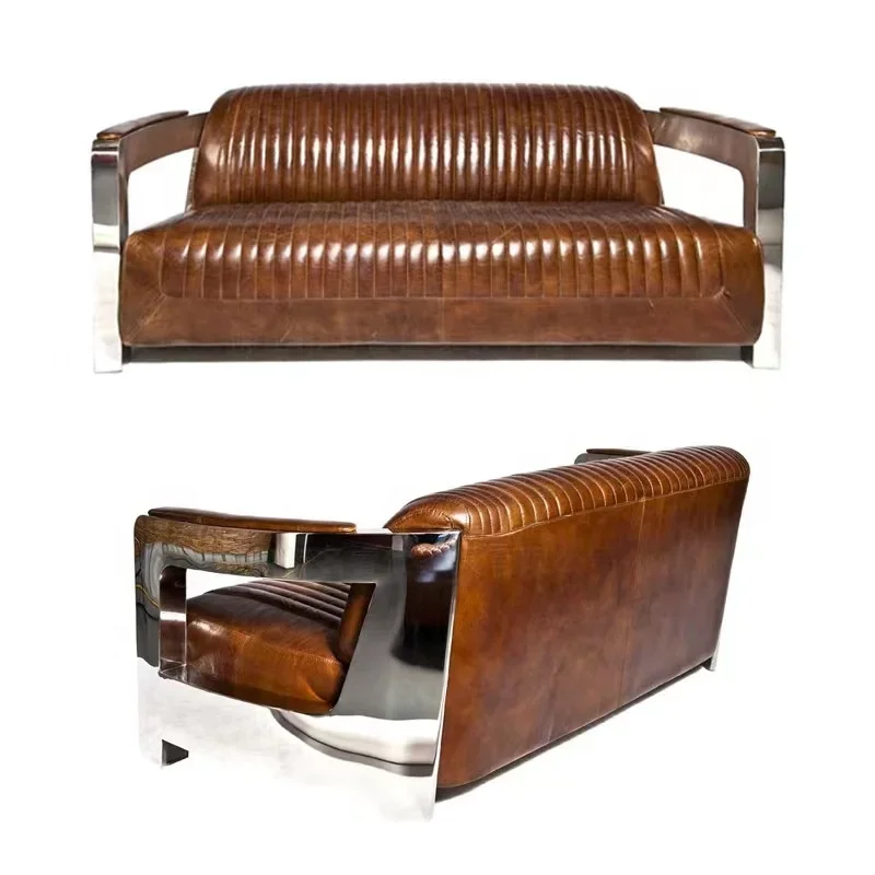 aviation furniture antique stainless steel arm sofa 3 seat high quality tan genuine leather living room luxury hotel
aviation furniture antique stainless steel arm sofa 3 seat high quality tan genuine leather living room luxury hotel