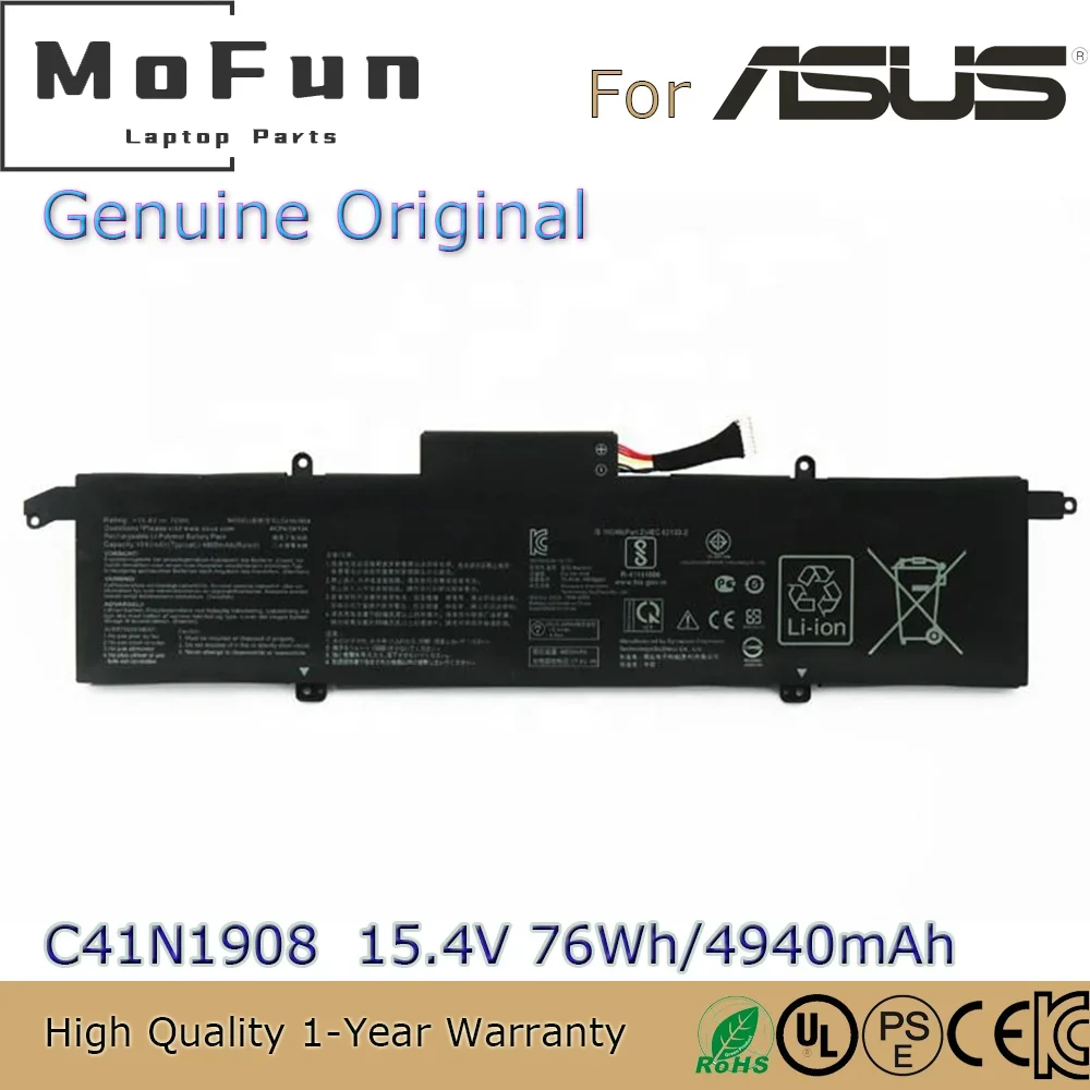 Brand New Original C41N1908 15.36V 76Wh Laptop Battery for Asus ROG Zephyrus G14 GA401IU GA401IV GA401II etc.
Brand New Original C41N1908 15.36V 76Wh Laptop Battery for Asus ROG Zephyrus G14 GA401IU GA401IV GA401II etc.