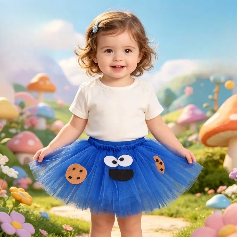 Cute Monster Themed Tulle Puffy Skirt, children's Cartoon Role Play Tutu Skirt, Blue Half Skirt with Halloween Cookie Pattern
Cute Monster Themed Tulle Puffy Skirt, children's Cartoon Role Play Tutu Skirt, Blue Half Skirt with Halloween Cookie Pattern