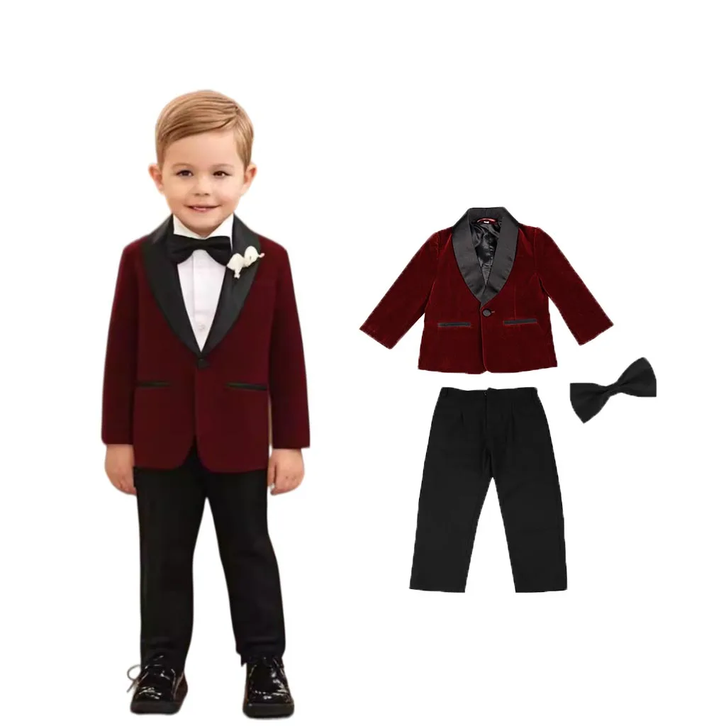 Russia Boys Red Velvet 3Pieces/Set Jacket Pants Bowtie Wedding Suit Children Birthday Dress Kids Performance Photography Outfit
Russia Boys Red Velvet 3Pieces/Set Jacket Pants Bowtie Wedding Suit Children Birthday Dress Kids Performance Photography Outfit