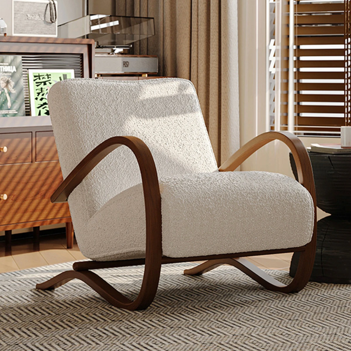 Nordic Cream White Single Sofa Chair Relaxing Modern Living Room Chair with Wooden Feet Pop Soft Fabric Lounge Chair
Nordic Cream White Single Sofa Chair Relaxing Modern Living Room Chair with Wooden Feet Pop Soft Fabric Lounge Chair