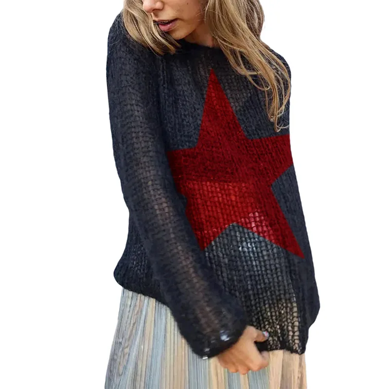 Y2k Vintage Women's Star Print Pullovers Autumn Sweater Long Sleeve O Neck Knitwears Streetwear Crewneck Casual Outfits Winter 
Y2k Vintage Women's Star Print Pullovers Autumn Sweater Long Sleeve O Neck Knitwears Streetwear Crewneck Casual Outfits Winter