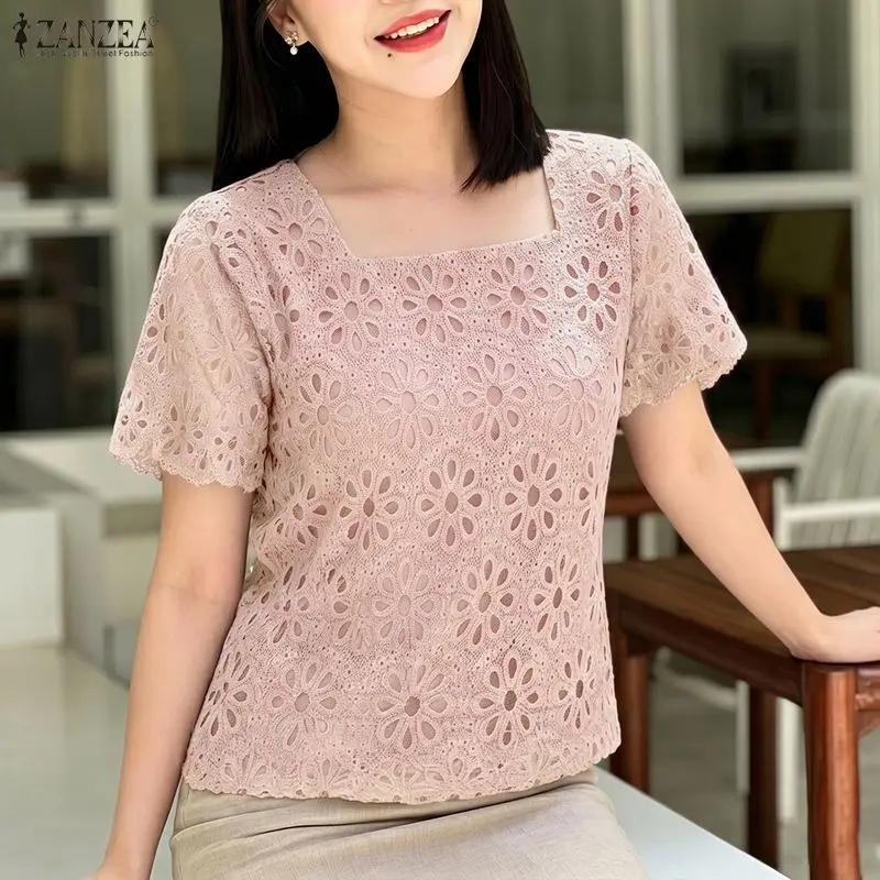 2026 ZANZEA Summer Lace Patchwork Shirt Women Elegant Square Neck Short Sleeve Work Blouse Stylish Hollow Out Holiday Tops Femme
2026 ZANZEA Summer Lace Patchwork Shirt Women Elegant Square Neck Short Sleeve Work Blouse Stylish Hollow Out Holiday Tops Femme
