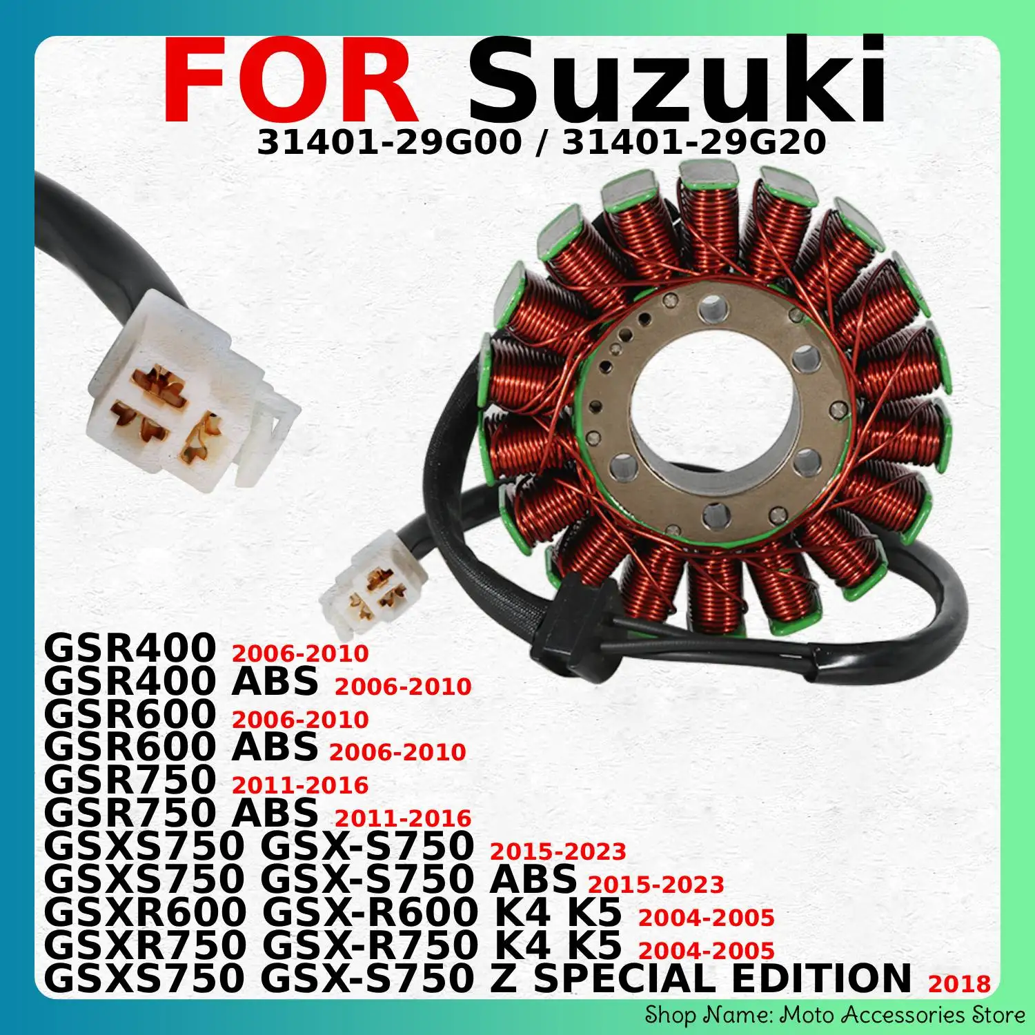 Motorcycle Stator Coil Ignition For Suzuki GSXR600 GSXR750 K4 K5 GSR400 GSR600 GSR750 GSXS750 ABS OEM:31401-29G00 / 31401-29G20
Motorcycle Stator Coil Ignition For Suzuki GSXR600 GSXR750 K4 K5 GSR400 GSR600 GSR750 GSXS750 ABS OEM:31401-29G00 / 31401-29G20