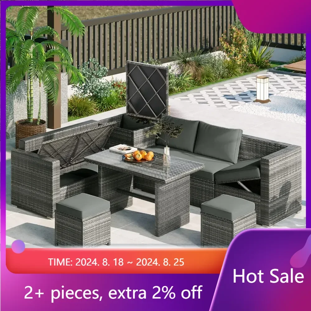 Adjustable Seat and Storage Box Outdoor Furniture Terrace 6-Piece Outdoor Furniture Set With Dining Table Camping Sectional Sofa
Adjustable Seat and Storage Box Outdoor Furniture Terrace 6-Piece Outdoor Furniture Set With Dining Table Camping Sectional Sofa