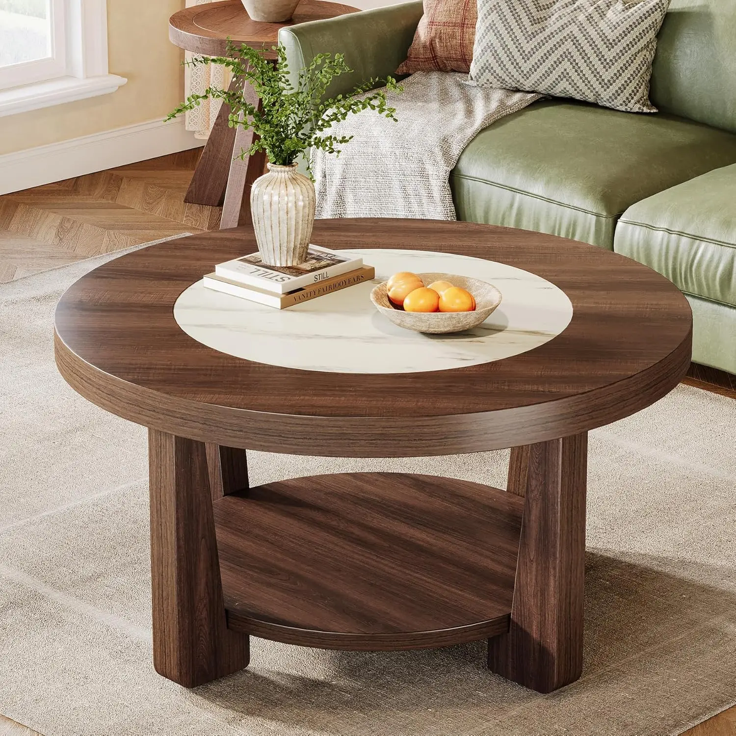 2-Tier Round Coffee Table Wood Top Storage Shelf Industrial Living Room 31.5", Customized
2-Tier Round Coffee Table Wood Top Storage Shelf Industrial Living Room 31.5", Customized