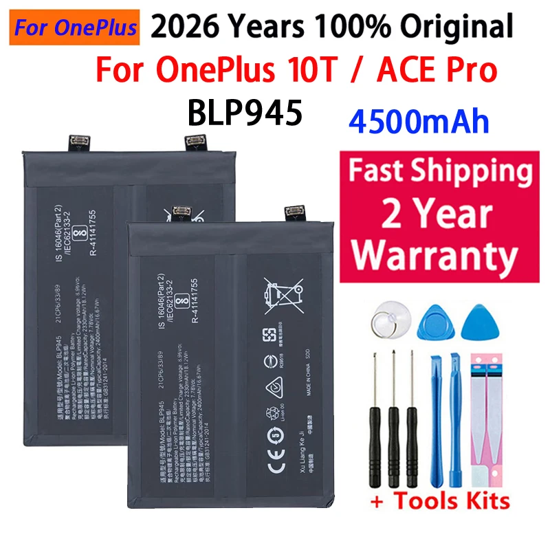 100% Original New Battery BLP945 4800mAh Battery For OnePlus 10T One Plus ACE Pro Mobile Phone Batteries + Free Tools
100% Original New Battery BLP945 4800mAh Battery For OnePlus 10T One Plus ACE Pro Mobile Phone Batteries + Free Tools