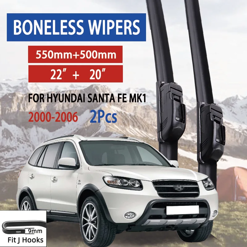 For Hyundai Santa Fe MK1 2000-2006 Car Windshield Wiper U-type Soft Rubber Frameless Bracketless Car Wipers 22"+20"
For Hyundai Santa Fe MK1 2000-2006 Car Windshield Wiper U-type Soft Rubber Frameless Bracketless Car Wipers 22"+20"