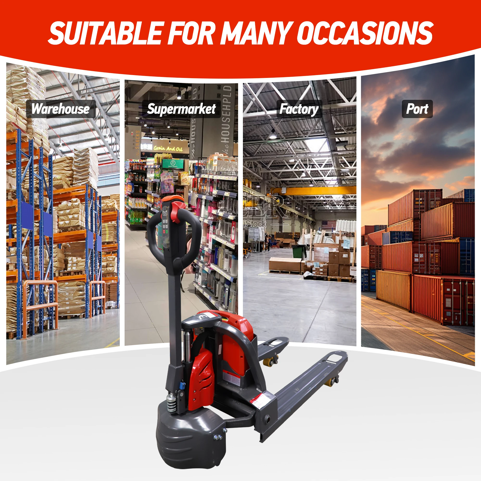 JIALIFT Full Electric Pallet Jack 3300lbs Capacity 48" x 27" Fork Size Plug-in 24V/20A Lithium Battery for Narrow Space
JIALIFT Full Electric Pallet Jack 3300lbs Capacity 48" x 27" Fork Size Plug-in 24V/20A Lithium Battery for Narrow Space
