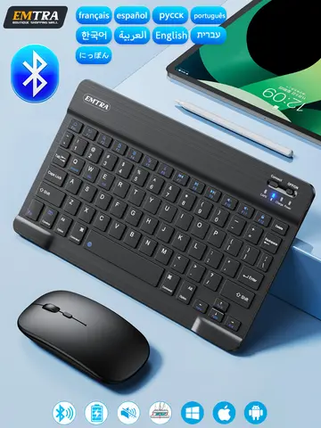 Bluetooth Wireless Keyboard Mouse For IOS Android Windows Tablet For iPad Air Mini Pro Spanish Korean Portugal Russian Keyboard