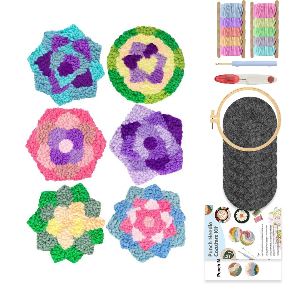 GATYZTORY 6PCS Punch Needle Embroidery Coaster Starter Kits for Adults Beginners Handcraft Punch Needle Kits Home Decor
GATYZTORY 6PCS Punch Needle Embroidery Coaster Starter Kits for Adults Beginners Handcraft Punch Needle Kits Home Decor