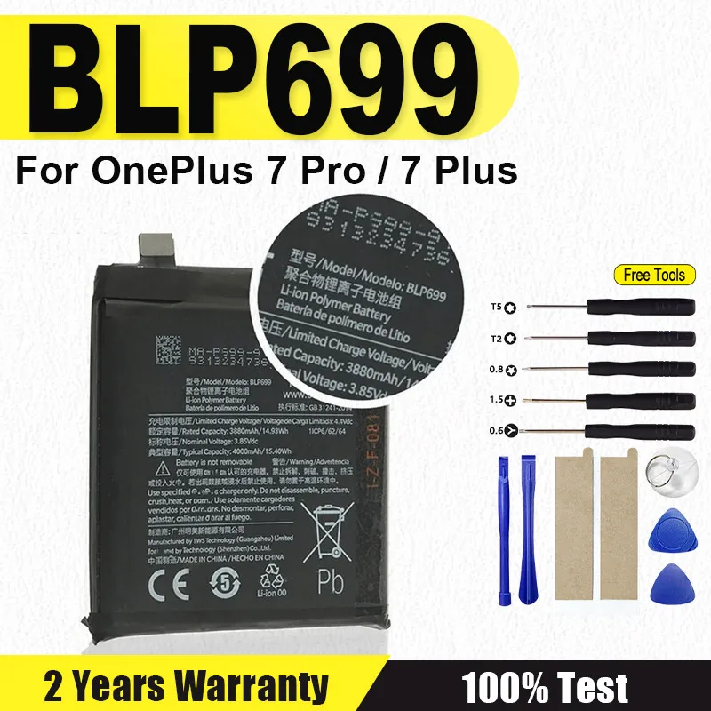 BLP699 4000mAh Replacement Battery For OnePlus 7 Pro OnePlus 7 Plus Genuine Latest Production Phone Batteries + Tools 
BLP699 4000mAh Replacement Battery For OnePlus 7 Pro OnePlus 7 Plus Genuine Latest Production Phone Batteries + Tools