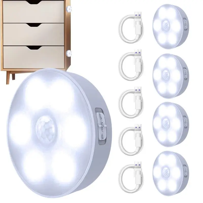 5 Pcs Round Motion Sensor Night Light Led Wall Lamps Rechargeable Auto/On/Off Under Cabinet Light Wireless Closet Night Lamp
5 Pcs Round Motion Sensor Night Light Led Wall Lamps Rechargeable Auto/On/Off Under Cabinet Light Wireless Closet Night Lamp