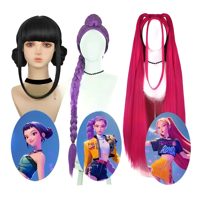 Movie KPop Cosplay Wig Mira Rumi Zoey Demon Hunters Purple Black Red Long Hair Heat Resistant Synthetic Wigs Carnival Props
Movie KPop Cosplay Wig Mira Rumi Zoey Demon Hunters Purple Black Red Long Hair Heat Resistant Synthetic Wigs Carnival Props