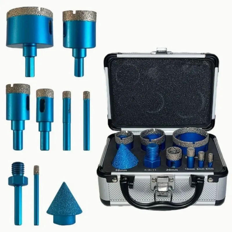 9Pcs 6-50mm Threaded Dry Diamond Vacuum Brazed Core Drill Bit Set Ceramic Tile Hole Saw Cutter Granite Marble Drill Bits
9Pcs 6-50mm Threaded Dry Diamond Vacuum Brazed Core Drill Bit Set Ceramic Tile Hole Saw Cutter Granite Marble Drill Bits