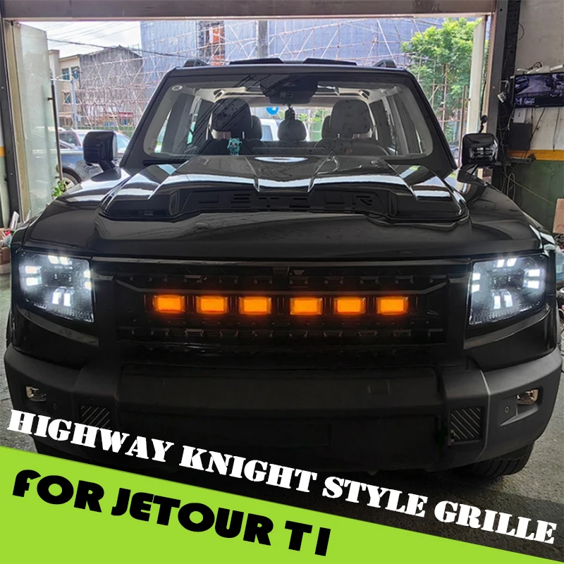 With Lights Front Grille Fit for Jetour Shanhai T1 2024 2025 Modified Highway Knight Kit Front Face Bumper Appearance Accessorie
With Lights Front Grille Fit for Jetour Shanhai T1 2024 2025 Modified Highway Knight Kit Front Face Bumper Appearance Accessorie