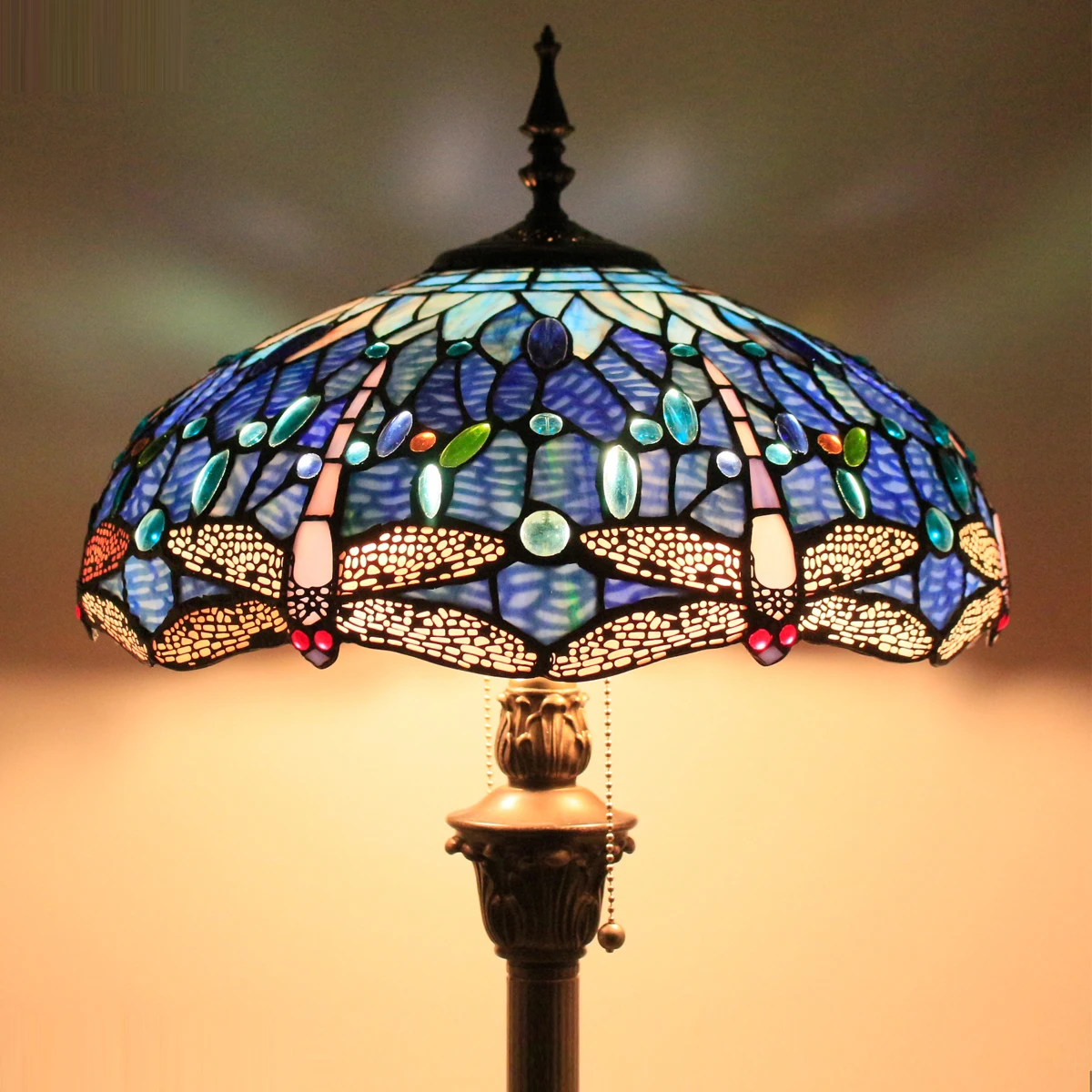WERFACTORY Tiffany Floor Lamp Dragonfly Blue Cloud Stained Glass Standing Reading Light 16X16X64 Inches
WERFACTORY Tiffany Floor Lamp Dragonfly Blue Cloud Stained Glass Standing Reading Light 16X16X64 Inches