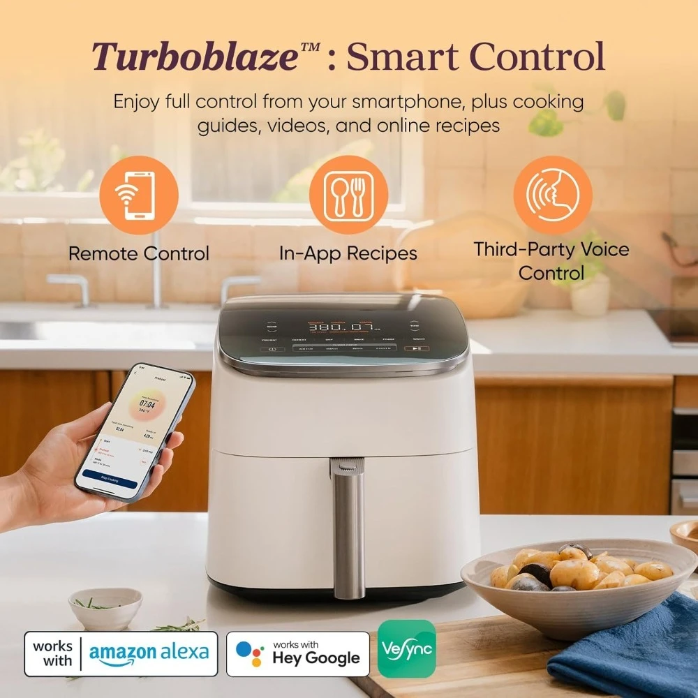 Умная аэрофритюрница-духовка 6Qt с точным контролем температуры 90-450F для жарки, запекания и гриля - НОВИНКА
Умная аэрофритюрница-духовка 6Qt с точным контролем температуры 90-450F для жарки, запекания и гриля - НОВИНКА