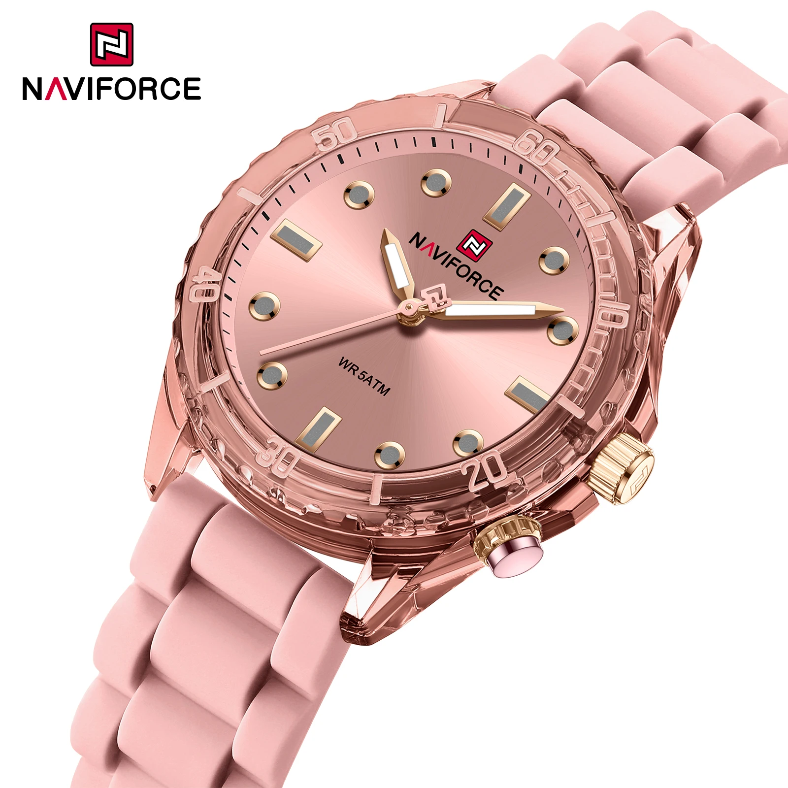 NAVIFORCE Women's Quartz Watches Elegant Waterproof Lightweight Silicone Cloc Night Light Girls' Business Fashion Wrist Watch
NAVIFORCE Women's Quartz Watches Elegant Waterproof Lightweight Silicone Cloc Night Light Girls' Business Fashion Wrist Watch