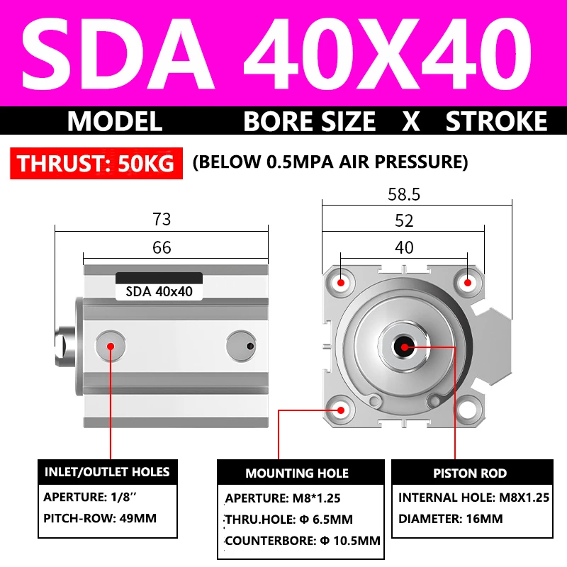 Тонкий воздушный цилиндр ABILKEEN SDA SDA40X40, диаметр внутренней резьбы 40 мм, ход X 40 мм, пневматический компактный цилиндр двойного действия
Тонкий воздушный цилиндр ABILKEEN SDA SDA40X40, диаметр внутренней резьбы 40 мм, ход X 40 мм, пневматический компактный цилиндр двойного действия