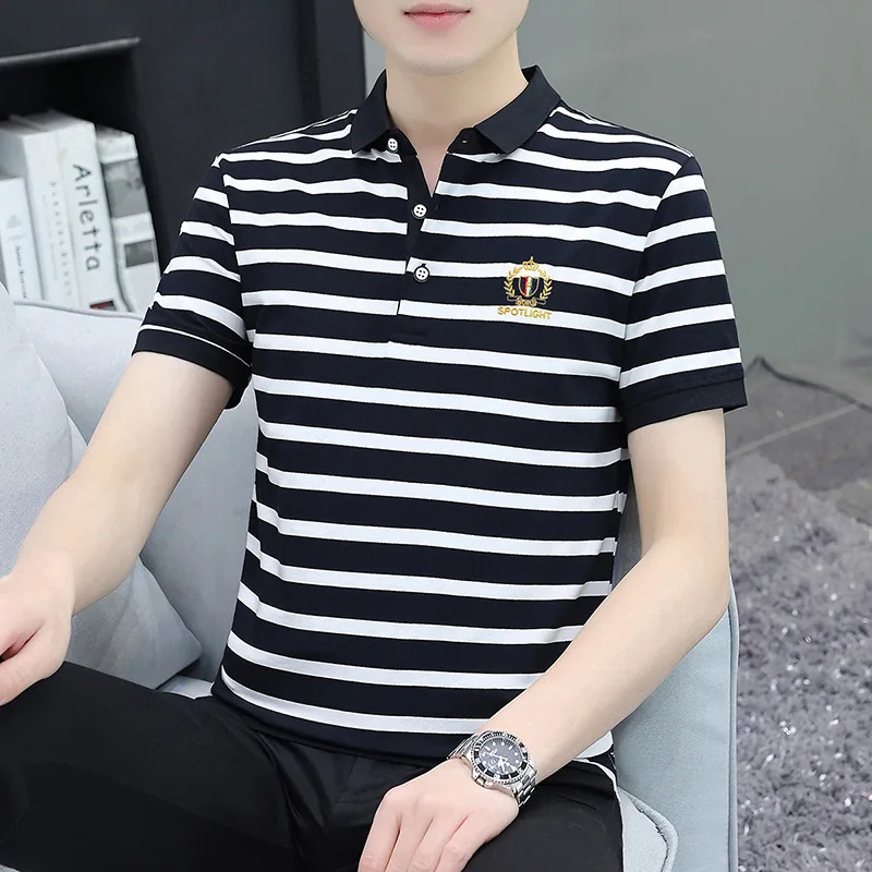 Summer New Men's Casual Cotton Shirt Short Sleeve Striped Base Tee Comfortable Breathable Fashionable Daily Wear
Summer New Men's Casual Cotton Shirt Short Sleeve Striped Base Tee Comfortable Breathable Fashionable Daily Wear