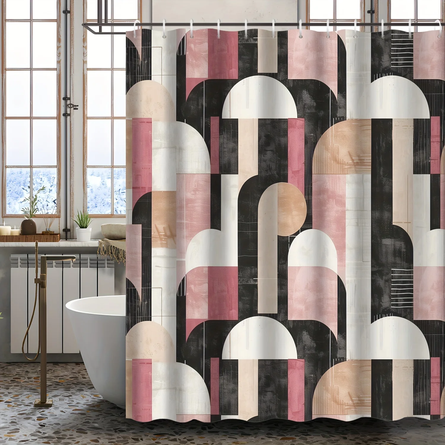 Modern Geometric Abstract Shower Curtain Bathroom Decor Pink Black Pattern Waterproof Home Accent 180x180cm Curtain
Modern Geometric Abstract Shower Curtain Bathroom Decor Pink Black Pattern Waterproof Home Accent 180x180cm Curtain