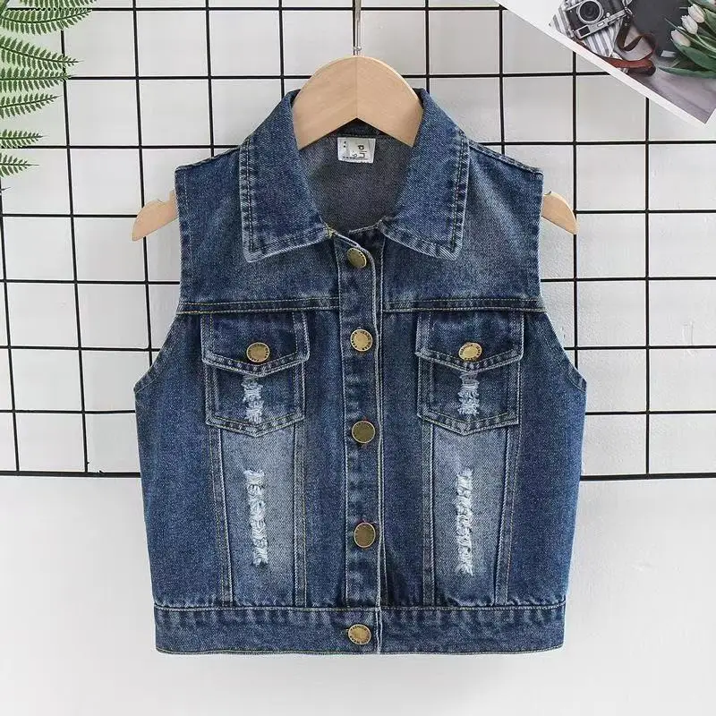 Kids Vest Jacket Sleeveless Turn-down Collar Button Closure Denim Vest Casual Jacket for Girls Boys 2-6Y
Kids Vest Jacket Sleeveless Turn-down Collar Button Closure Denim Vest Casual Jacket for Girls Boys 2-6Y