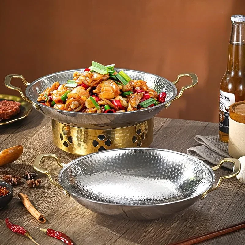 Thickened stainless steel dry pot set with snowflake hammer pattern pot, gold double ear household and commercial dry pot
Thickened stainless steel dry pot set with snowflake hammer pattern pot, gold double ear household and commercial dry pot