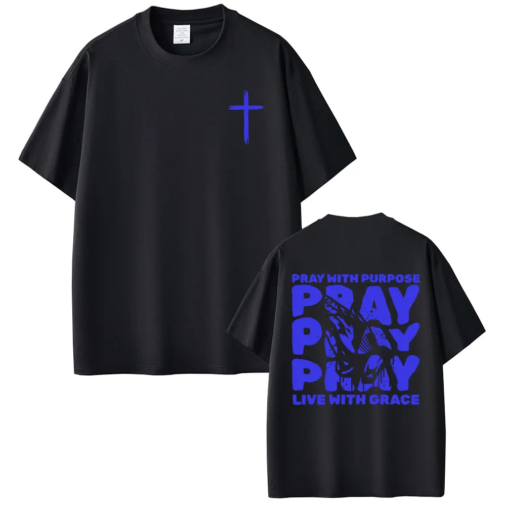Christian Religious Jesus Pray with Purpose Pray Live with Crace T-shirt Men Women Oversized Short Sleeve Male Soft Cotton Tees
Christian Religious Jesus Pray with Purpose Pray Live with Crace T-shirt Men Women Oversized Short Sleeve Male Soft Cotton Tees