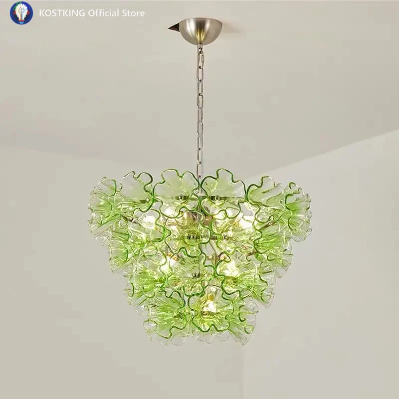 Luxury Green Flower Glass Chandelier Retro Multi Tier Round Hanging Lamp For Loft Living Room Kitchen Table Art Lighting Fixture
Luxury Green Flower Glass Chandelier Retro Multi Tier Round Hanging Lamp For Loft Living Room Kitchen Table Art Lighting Fixture