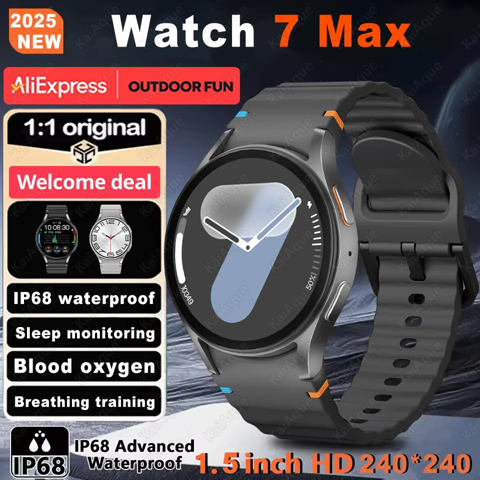 Новые умные часы Watch7 Max, 1,5-дюймовый AMOLED HD-экран, GPS-трек, Bluetooth-вызов, компас, пульс, сон, фитнес, водонепроницаемые умные часы
Новые умные часы Watch7 Max, 1,5-дюймовый AMOLED HD-экран, GPS-трек, Bluetooth-вызов, компас, пульс, сон, фитнес, водонепроницаемые умные часы