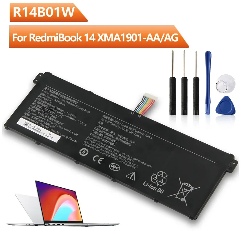 Сменный аккумулятор R14B01W для Xiaomi RedmiBook 14 XMA1901-AA XMA1901-AG, аккумулятор для ноутбука 3220 мАч с инструментами
Сменный аккумулятор R14B01W для Xiaomi RedmiBook 14 XMA1901-AA XMA1901-AG, аккумулятор для ноутбука 3220 мАч с инструментами