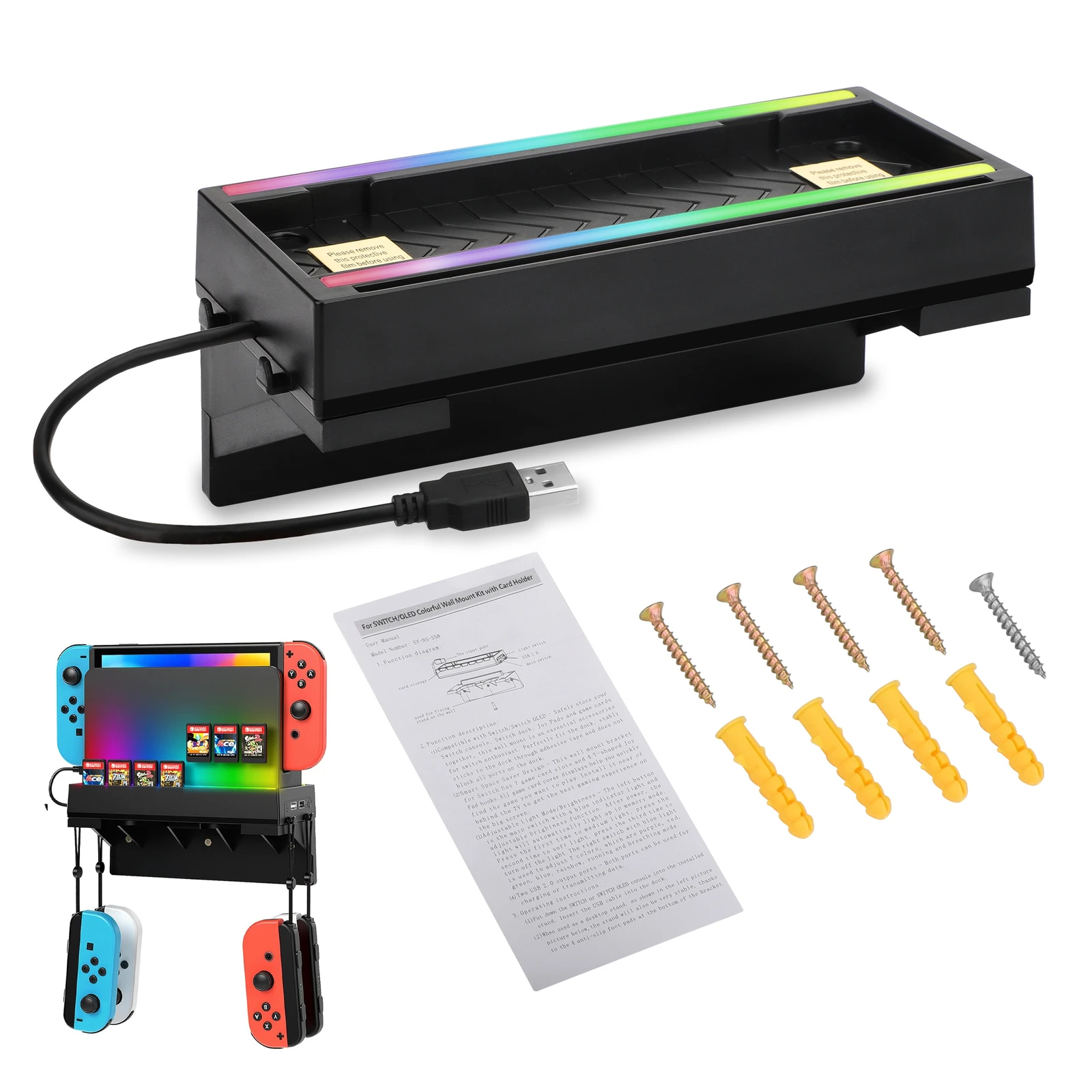 Wall Mount for Nintendo Switch/OLED w/ USB Port Game Card Holder Joy Con Hanger
Wall Mount for Nintendo Switch/OLED w/ USB Port Game Card Holder Joy Con Hanger