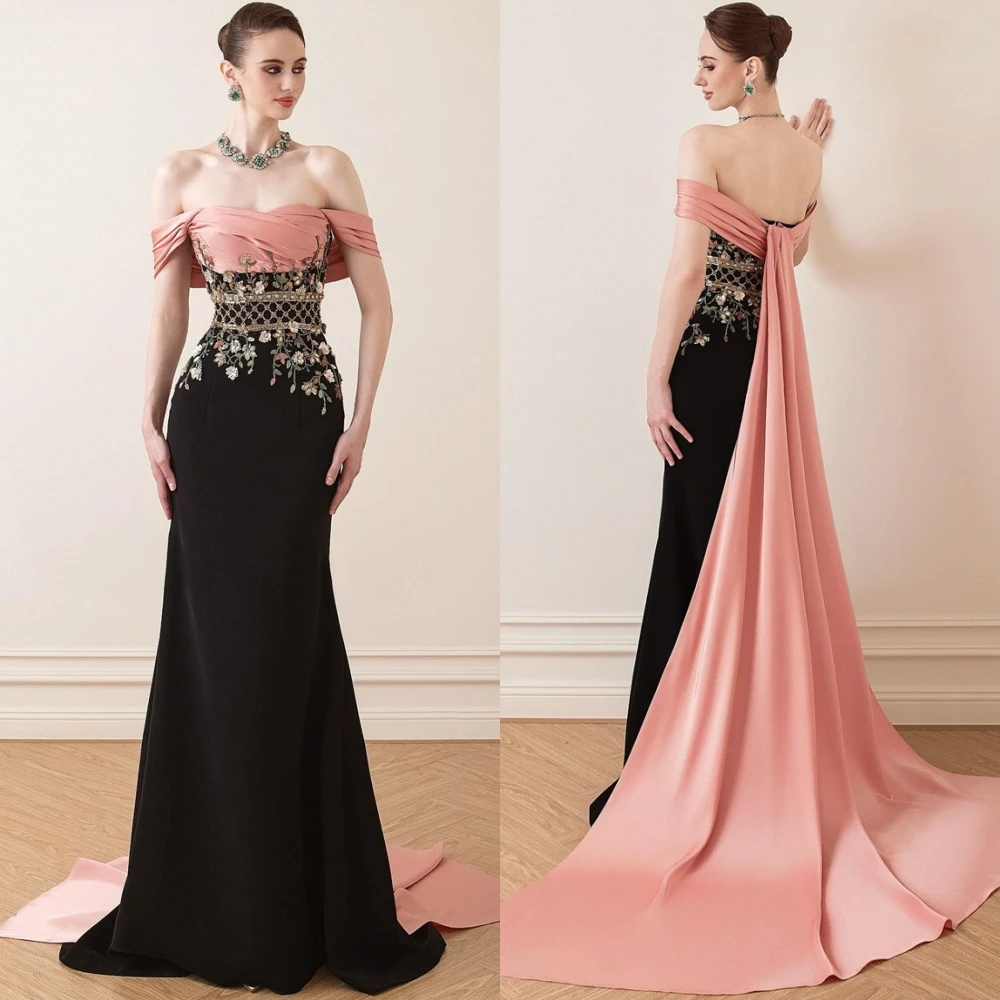 Customized Elegant Boat Neck Jersey Evening Dress Exquisite Watteau Train Prom Dresses Delicate Flowers Special Occasion Gowns
Customized Elegant Boat Neck Jersey Evening Dress Exquisite Watteau Train Prom Dresses Delicate Flowers Special Occasion Gowns