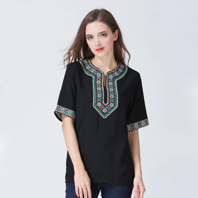 China Xinjiang Traditional Ethnic Style Embroidered Top for Men Shirt Women Blouse Summer Couple's Short Sleeve T-shirt
China Xinjiang Traditional Ethnic Style Embroidered Top for Men Shirt Women Blouse Summer Couple's Short Sleeve T-shirt