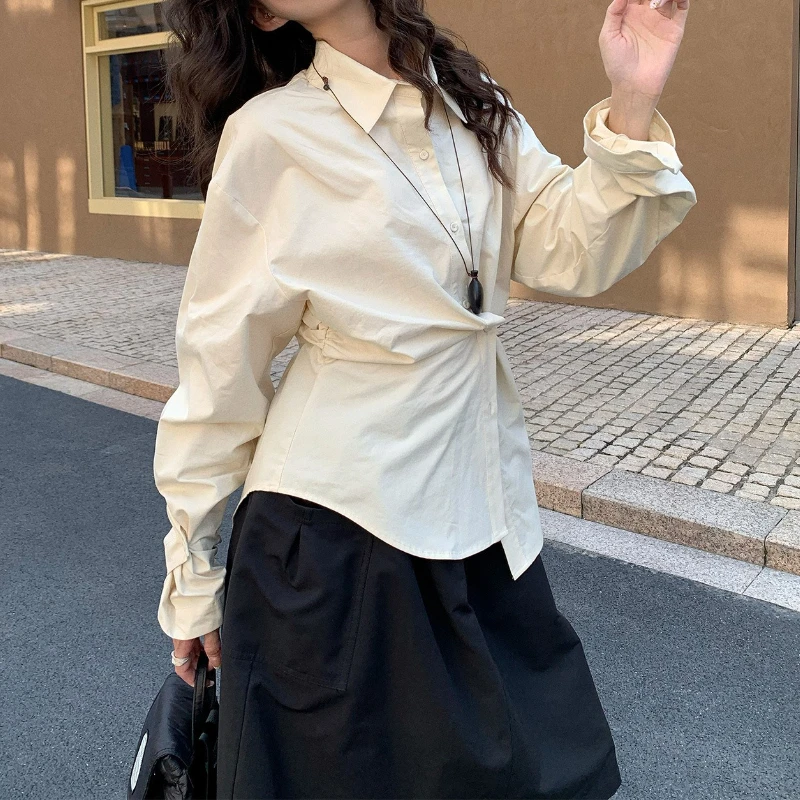 Irregular Women's Shirt, Autumn Side Pleated, Loose and Slimming, Versatile
Irregular Women's Shirt, Autumn Side Pleated, Loose and Slimming, Versatile