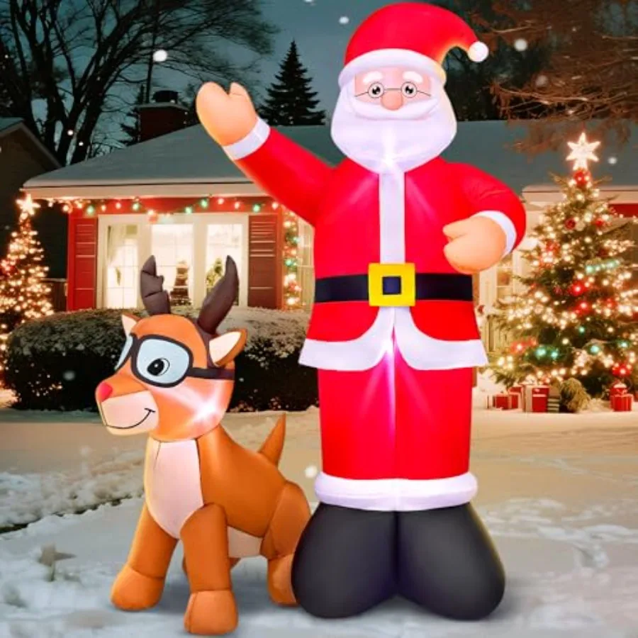 6FT Christmas Inflatables Santa Claus and Reindeer Blow Up Santa Deer Elk Yard Decorations with LED Light Up for Xmas Yard Holi
6FT Christmas Inflatables Santa Claus and Reindeer Blow Up Santa Deer Elk Yard Decorations with LED Light Up for Xmas Yard Holi