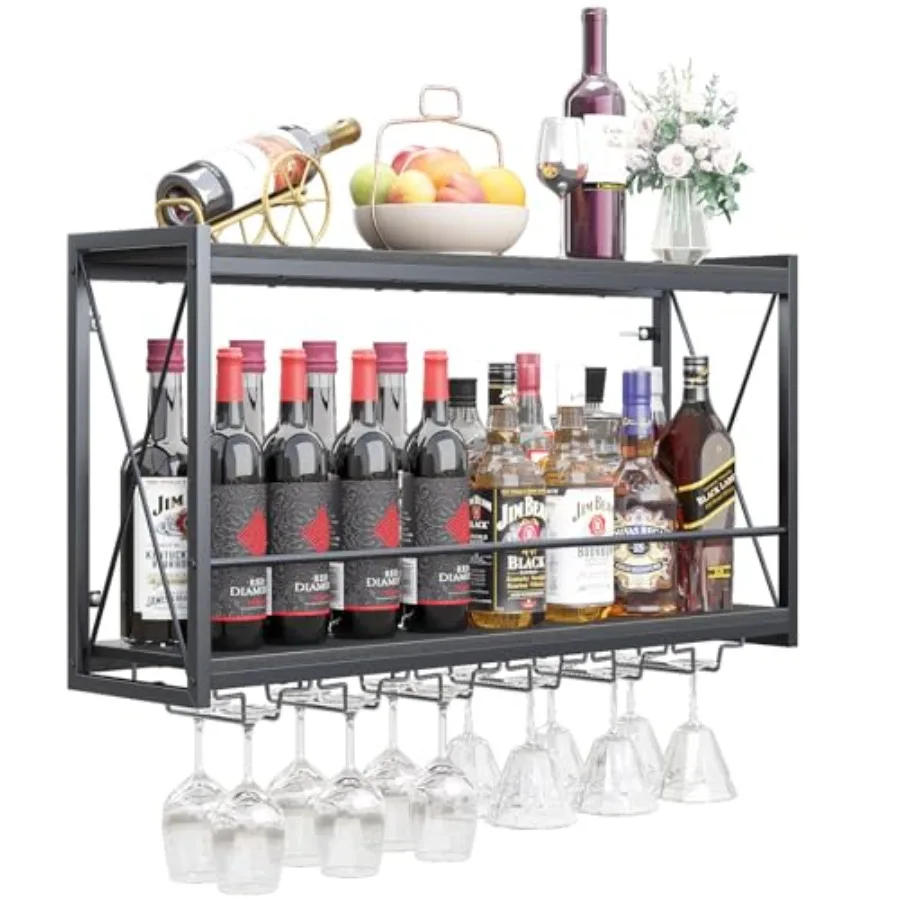 Dokser Wine Rack Wall Mounted Shelf - 2 Tier Rustic Wood and Industrial Iron Frame Wine Bottle Holder for Kitchen Dining Room H
Dokser Wine Rack Wall Mounted Shelf - 2 Tier Rustic Wood and Industrial Iron Frame Wine Bottle Holder for Kitchen Dining Room H