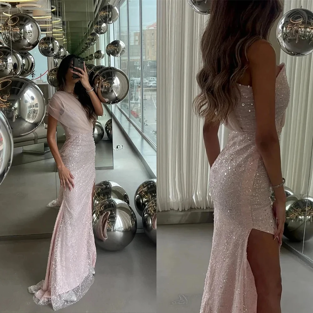Customized Fashion Sexy High-Slit high quality Evening Dresses Tulle V-neck Sequined Off The Shoulder Sleeveless Formal Prom Gow
Customized Fashion Sexy High-Slit high quality Evening Dresses Tulle V-neck Sequined Off The Shoulder Sleeveless Formal Prom Gow