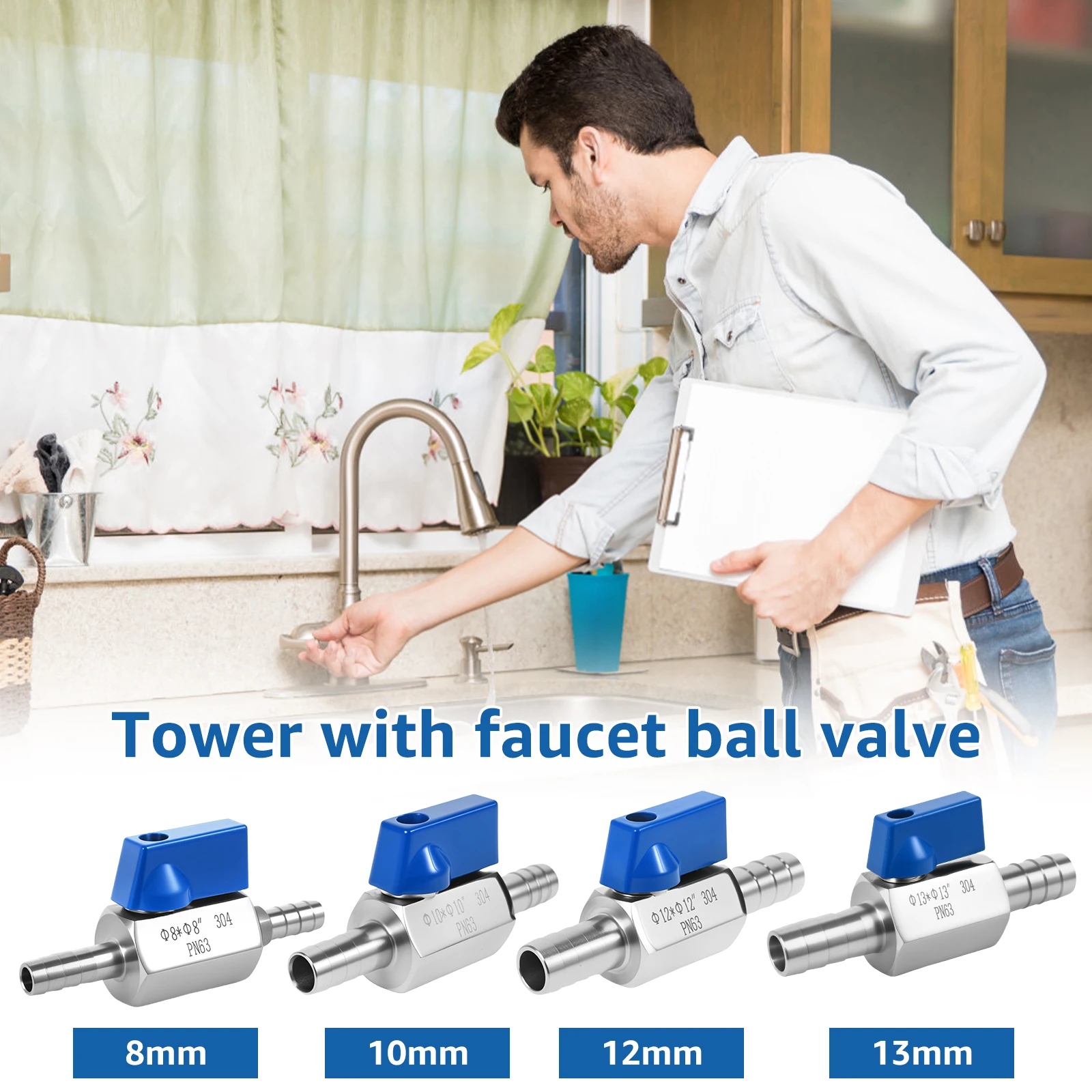 2Pcs 304 Stainless Steel Mini Ball Valve PN63 High Pressure Hose Barb Shut Off Valves 8mm 10mm 12mm 13mm for Fuel Gas Water Oil
2Pcs 304 Stainless Steel Mini Ball Valve PN63 High Pressure Hose Barb Shut Off Valves 8mm 10mm 12mm 13mm for Fuel Gas Water Oil