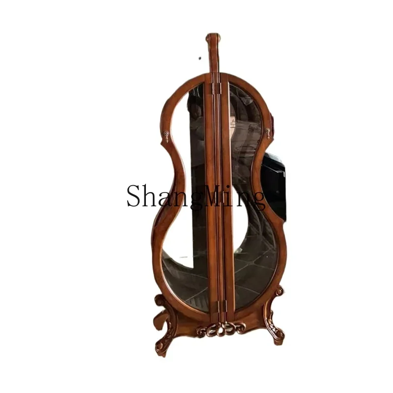 TF all solid wood violin wine cabinet dining side cabinet glass double door engraved European display
TF all solid wood violin wine cabinet dining side cabinet glass double door engraved European display
