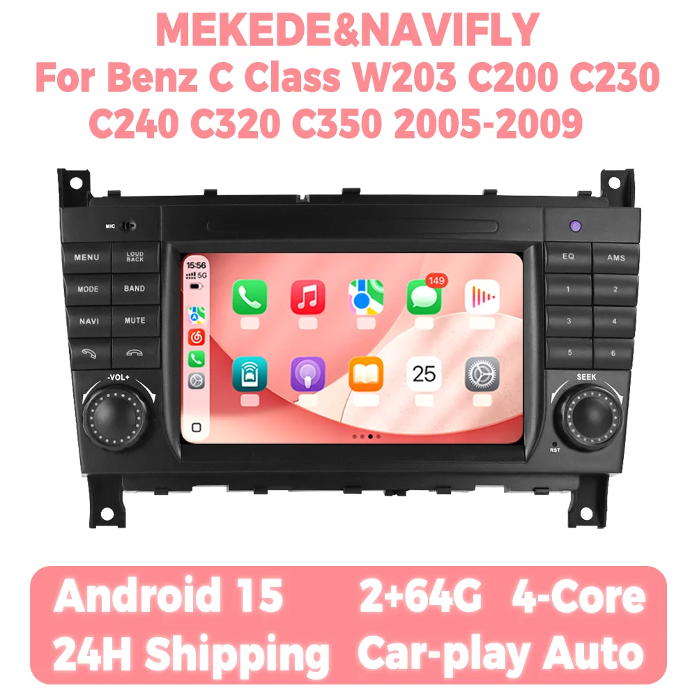 Wireless CarPlay Android Auto 7“ Car Radio For Mercedes Benz C Class W203 C200 C230 C240 C320 C350 2005-2009 Multimedia Player
Wireless CarPlay Android Auto 7“ Car Radio For Mercedes Benz C Class W203 C200 C230 C240 C320 C350 2005-2009 Multimedia Player