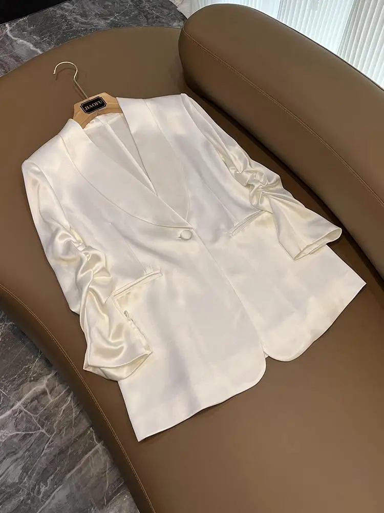 Женский комбинезон из ацетатного атласа на одной пуговице с воротником Jaet een, однобортное длинное пальто све, однотонное пальто 
Женский комбинезон из ацетатного атласа на одной пуговице с воротником Jaet een, однобортное длинное пальто све, однотонное пальто