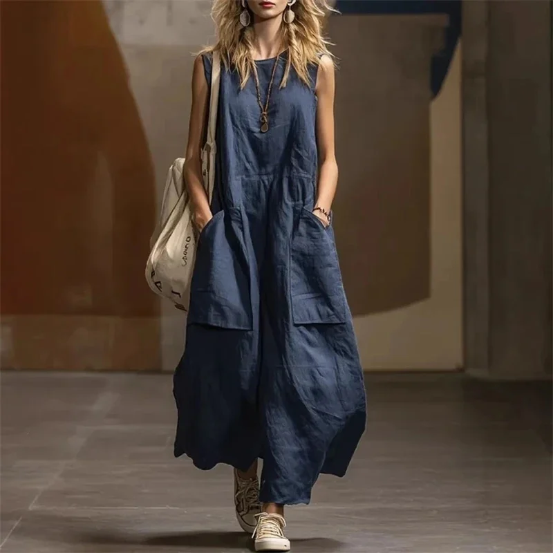 Summer Loose And Simple Sleeveless Cotton And Linen Women's Dress New Fashion Casual Pocket Female Holiday Long Dresses 2026
Summer Loose And Simple Sleeveless Cotton And Linen Women's Dress New Fashion Casual Pocket Female Holiday Long Dresses 2026