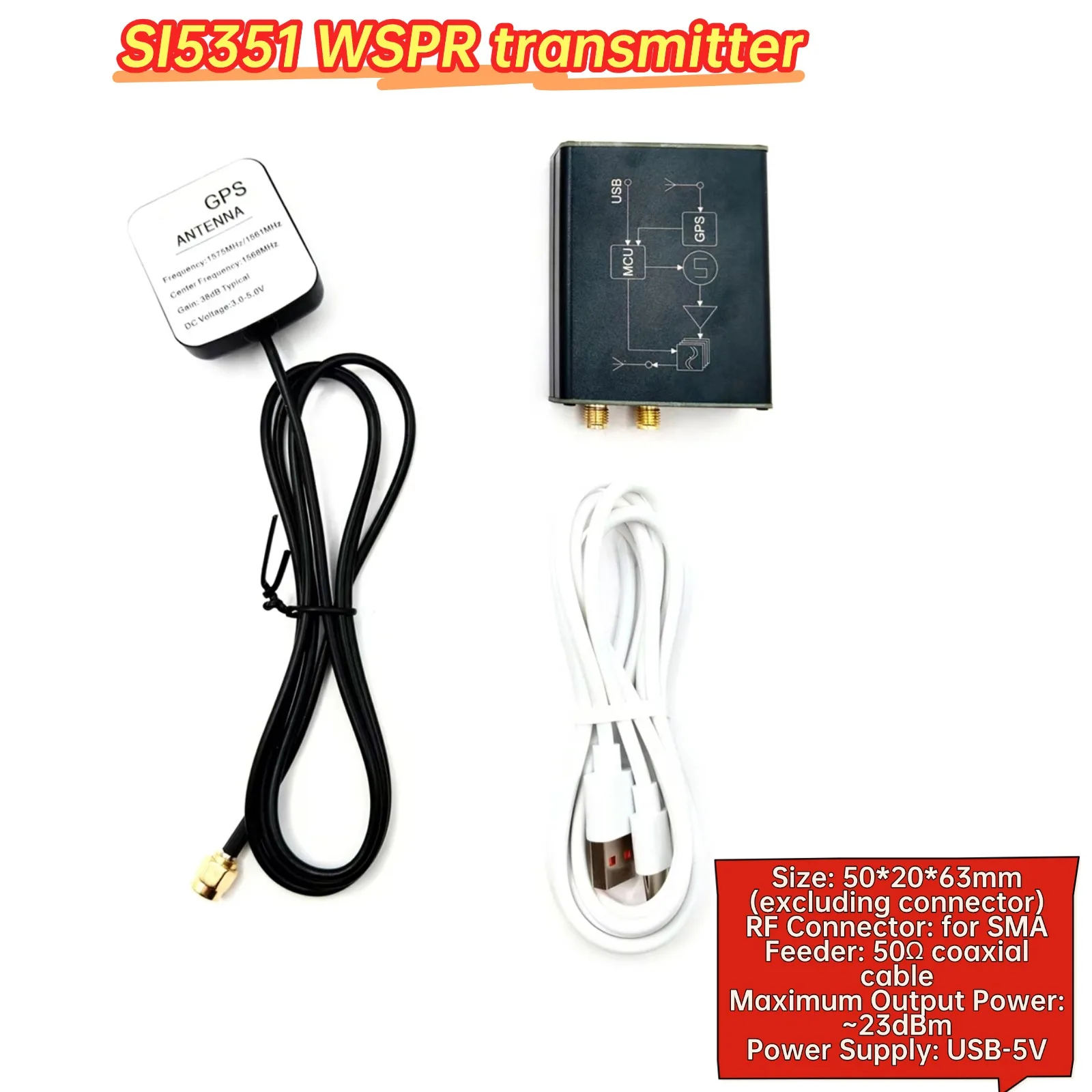 1 Set SI5351 WSPR Transmitter With TCXO And GPS Automatic QTH Positioning 23dBm 50*20*63mm WSPR Message Transmission Hardware
1 Set SI5351 WSPR Transmitter With TCXO And GPS Automatic QTH Positioning 23dBm 50*20*63mm WSPR Message Transmission Hardware