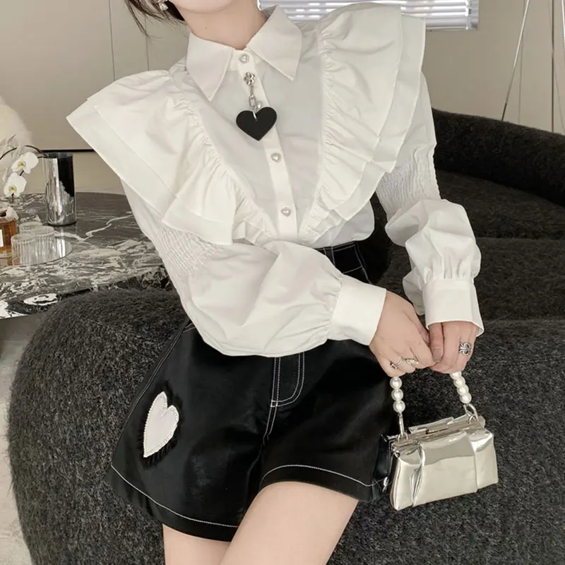 Fashionable Women's Shirt with Lace Trim Versatile Spring Autumn New Style Korean Style Cotton Pure Color Button up Top
Fashionable Women's Shirt with Lace Trim Versatile Spring Autumn New Style Korean Style Cotton Pure Color Button up Top
